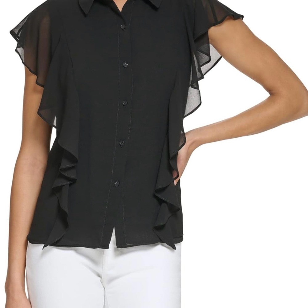 ❤️ NWT Calvin Klein Sleeveless Ruffle Blouse in 1X‼️ - Picture 1 of 3